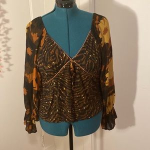 Anthropologie Floral Print Blouse